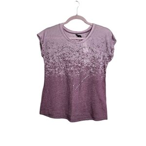 Full Tilt Studded Heart Distressed Neck Ombre Lavender To Purple Size XL  NWT